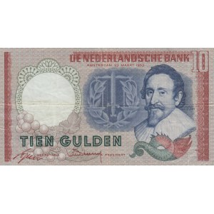 Hollanda, 10 Gulden, 1953, VF, P85
