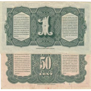 Netherlands, 50 Cents and 1 Gulden, 1943, XF, p110, p111, (Total 2 banknotes)