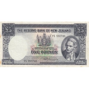 New Zealand, 5 Pounds, 1960-67, VF, p160d
