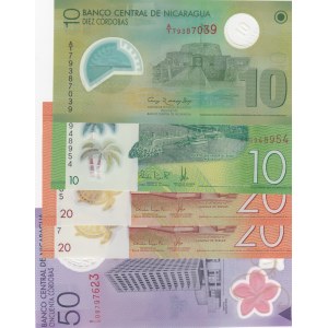 Nicaragua,  Different 5 polymer plastic banknotes