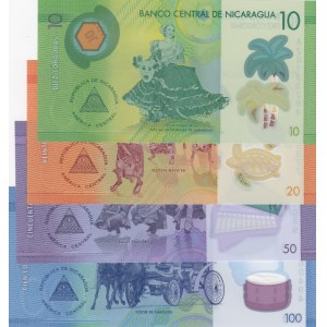 Nicaragua,  Total 4 polymer plastic banknote