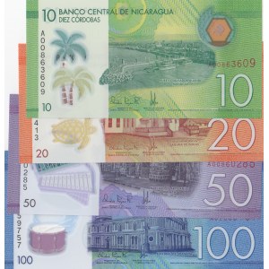 Nicaragua,  Total 4 plastic polymer banknotes