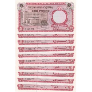 Nigeria, 1 Pound, 1967, UNC, p8, (Total 10 consecutive banknotes)