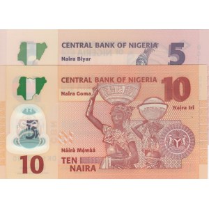 Nijerya,  UNC,  Total 2 banknotes