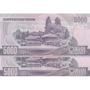 North Korea, 5.000 Won, 2006, UNC, p46, (Total 2 banknotes)