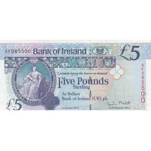 Northern Ireland, 5 Pounds, 2013, UNC, p86a
