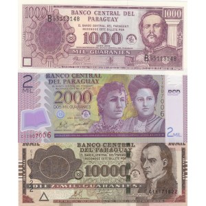 Paraguay,  2003/2011, UNC,  Total 3 banknotes