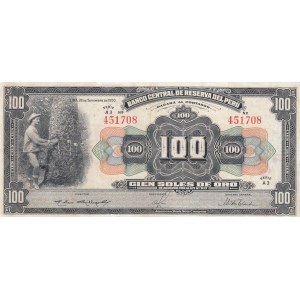 Peru, 100 Soles, 1950, VF, p29Aa