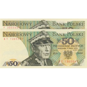 Poland, 50 Zlotych, 1975, UNC, p142a, Total 2 banknotes
