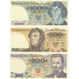 Poland,  1982/1988, UNC,  Total 3 banknotes