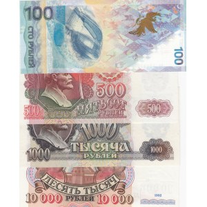 Russia, 500 Rubles, 1.000 Rubles, 10.000 Rubles, 100 Rubles, 1992/2014, UNC, p249, p250, p253, p274