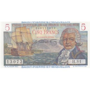 Saint Pierre and Miquelon, 5 Francs, 1950/1960, UNC, p22