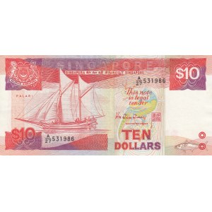 Singapore, 10 Dollars, 1988, XF, p20