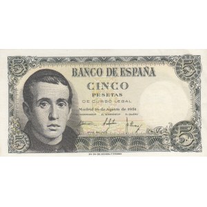 Spain, 5 Pesetas, 1951, UNC (-), p140
