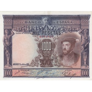 Spain, 1000 Pesetas, 1936, AUNC(-), p70c