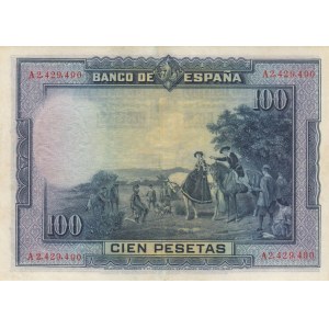Spain, 100 Pesetas, 1928, XF, p76
