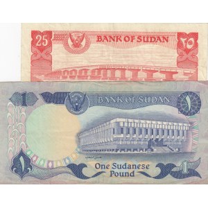 Sudan, 25 Piastres, 1 Pound, 1981, XF, p16a, p18a