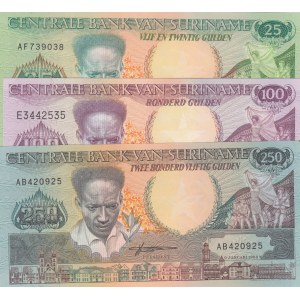 Suriname,  UNC,  3 Different banknotes