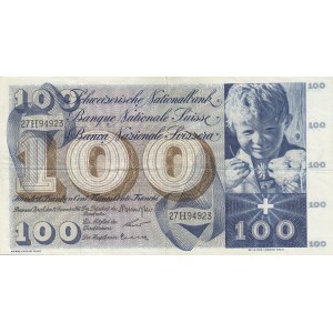 Switzerland, 100 Franken, 1961, VF (+), p49d