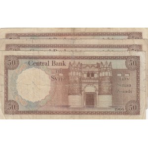 Syria, 50 Pounds (3), 1966/1973, FINE, p97, (Total 3 banknotes)