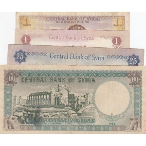Syria, 1 Pound (2), 25 Pounds and 100 Pounds, 1958/1978, VF,  (Total 4 banknotes)