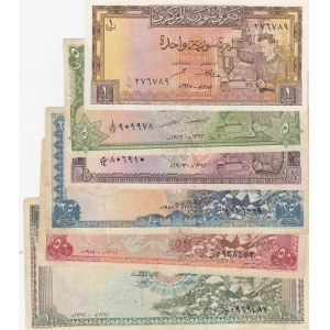 Syria, 1 Pound, 5 Pounds, 10 Pounds, 25 Pounds, 50 Pounds and 100 Pounds, 1958, FINE / VF, p86, p87, p88, p89, p90, p91, (Total 6 banknotes)