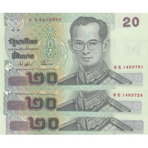 Thailand, 20 Baht, 2003, UNC, p109, Total 3 banknotes