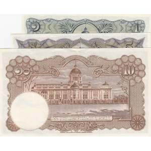 Thailand, 1 Baht, 5 Baht and 10 Baht, 1955, AUNC - UNC, p74d, p75d, p76d, (Total 3 banknotes)
