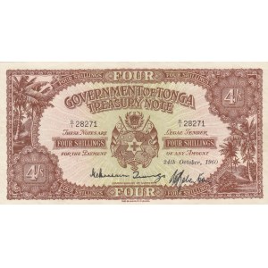 Tonga, 4 Shillings, 1960, AUNC, p9d