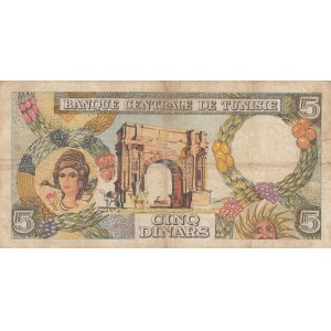 Tunisia, 5 Dinars, 1965, FINE, p64a