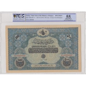 Turkey, Ottoman Empire, 500 Livre, 1918, AUNC, P107b, SPECIMEN
