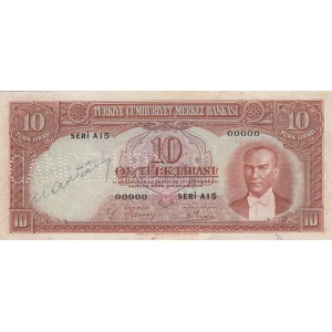 Turkey, 10 Lira , 1938, UNC, p128, SPECIMEN