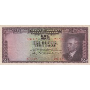 Turkey, 2 1/2 Lira, 1947, XF(+), p140,