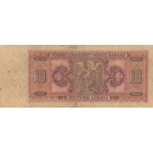 Turkey, 10 Lira , 1942, POOR, p141,