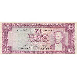 Turkey, 2 1/2 Lira, 1960, VF (+), p153,