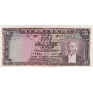 Turkey, 50 Lira, 1957, UNC(-), p165,