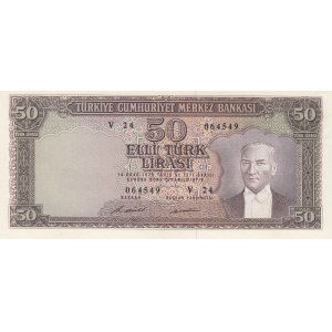 Turkey, 50 Lira, 1971, AUNC, p187A,