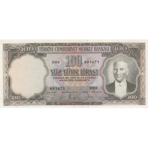 Turkey, 100 Lira, 1958, AUNC, p169