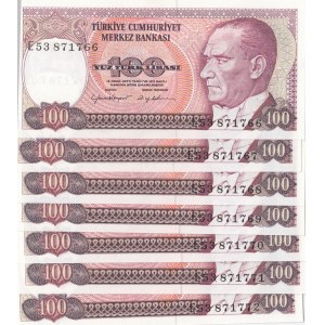 Turkey, 100 Lira, 1983, UNC, p194, total 7 banknotes