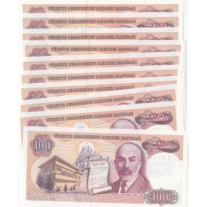 Turkey, 100 Lira, 1983, UNC, p194, total 10 banknotes