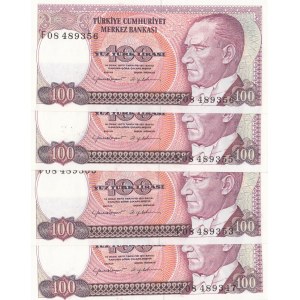 Turkey, 100 Lira, 1984, UNC, p194, (Total 5 banknotes)