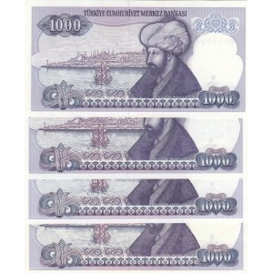 Turkey, 1.000 Lira, 1988, UNC, p196, (Total 5 banknotes)