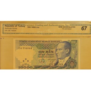 Turkey, 10.000 Lira, 1993, UNC, p200, 7.Emission