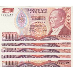 Turkey, 20.000 Lira, 1988/95, UNC, p201/p202,