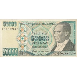 Turkey, 50.000 Lira, 1989, VF, PRESSED, p203,