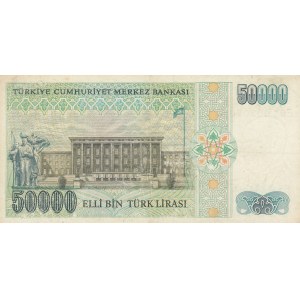 Turkey, 50.000 Lira, 1989, VF, PRESSED, p203,