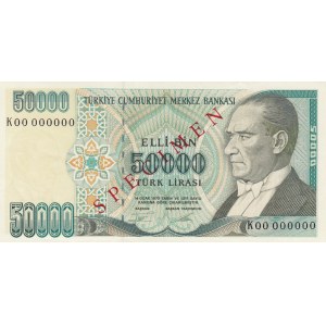 Turkey, 50.000 Lira, 1995, UNC, p204, SPECIMEN