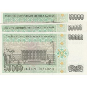 Turkey, 50.000 Lira, 1995, UNC, p204, (Total 3 banknotes)