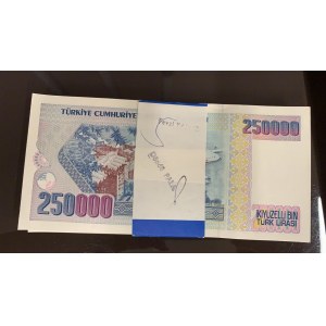 Turkey, 250.000 Lira, 1992, UNC, p207, BUNDLE