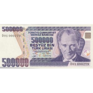 Turkey, 500.000 Lira, 1994, UNC, p208b, 7. Emission